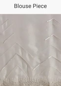 White Glass Tissue Saree With Sequins Embroidery And Scallop Border