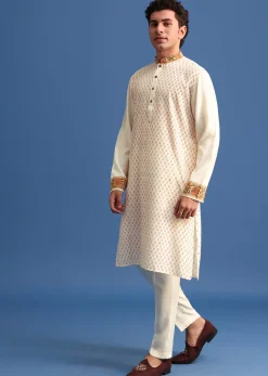 White Hand Block Printed Kurta Set
