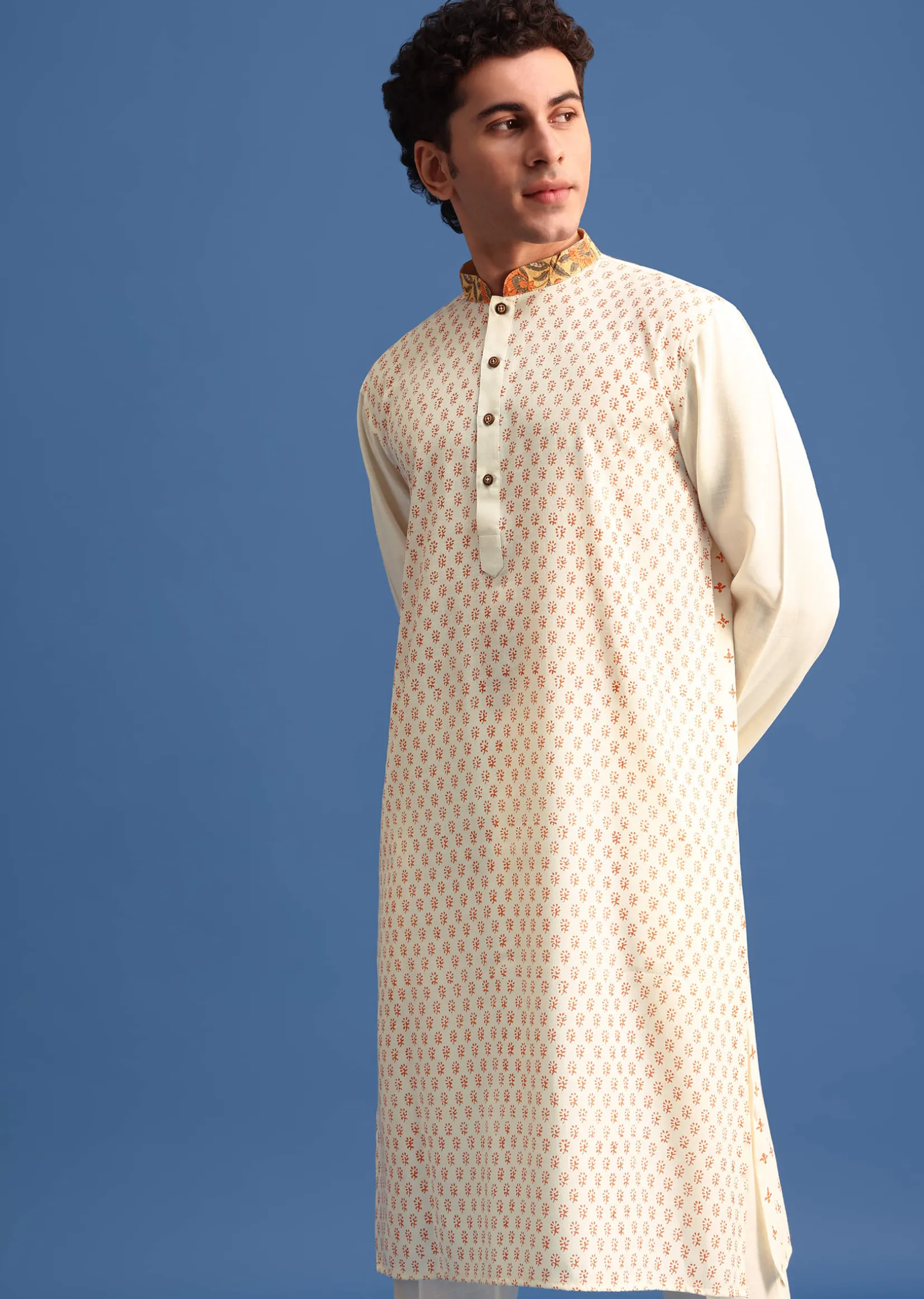White Hand Block Printed Kurta Set