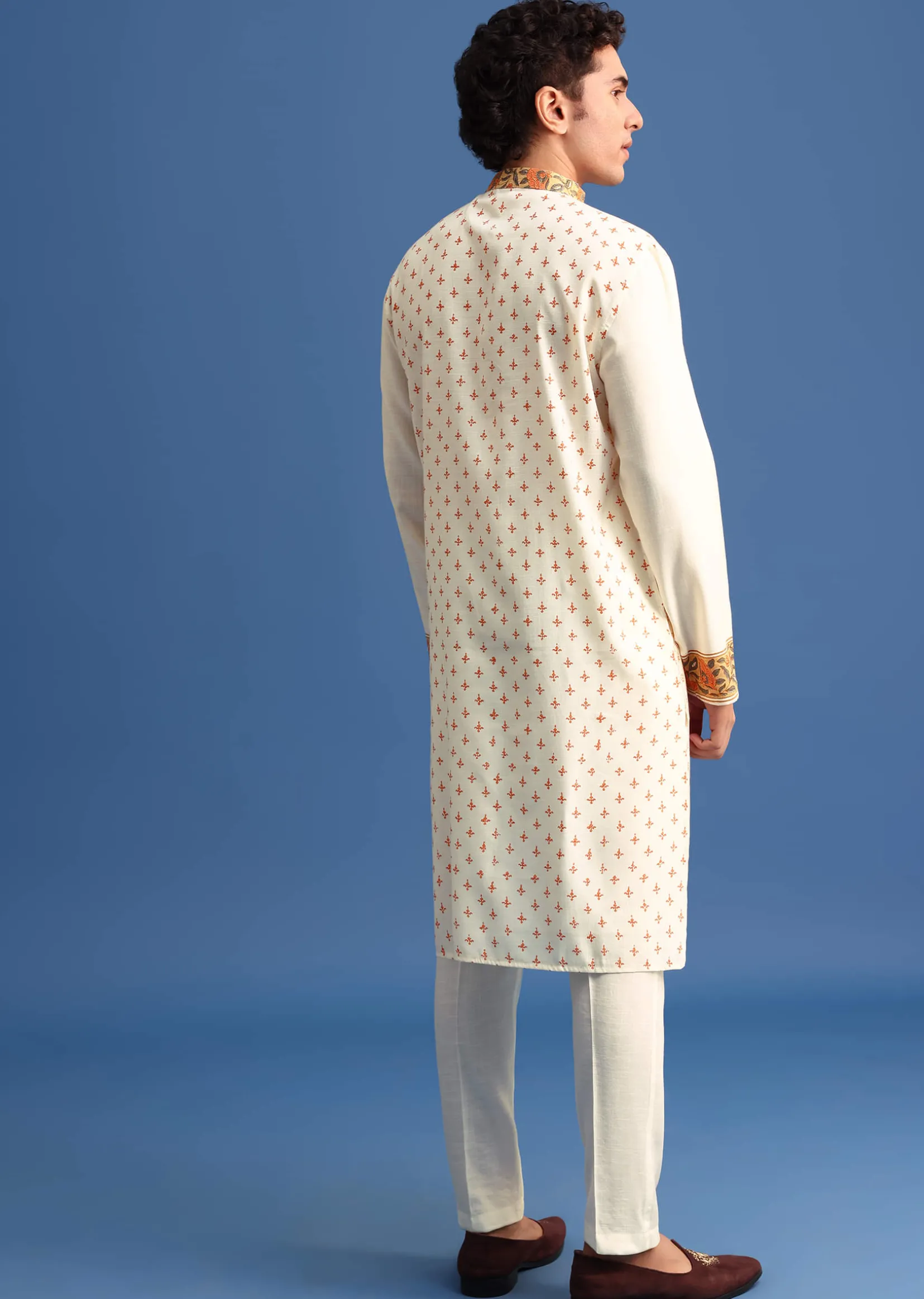 White Hand Block Printed Kurta Set