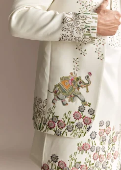 White Jodhpuri Kurta Set With Jacket
