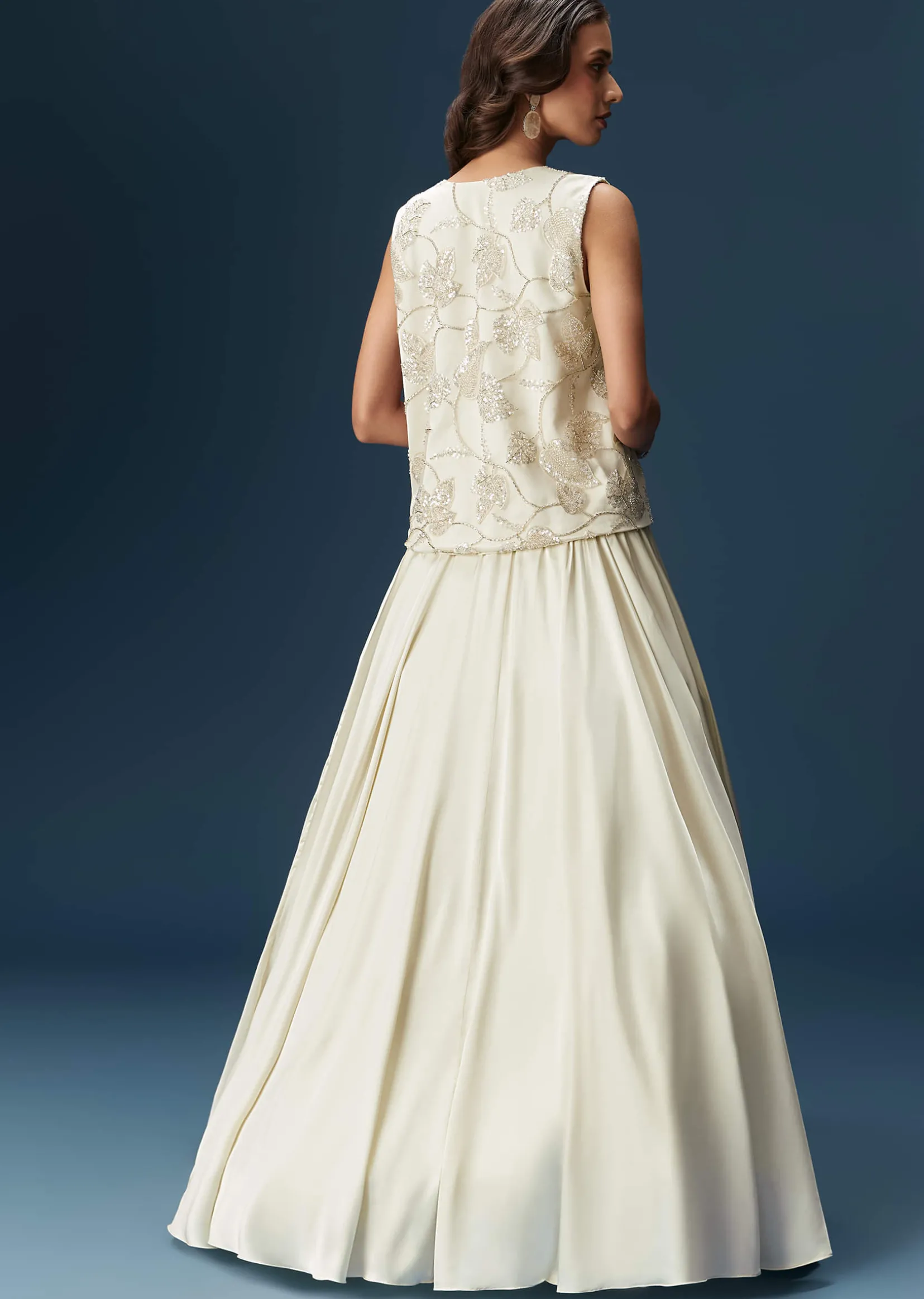 White Lehenga With Embroidered Jacket