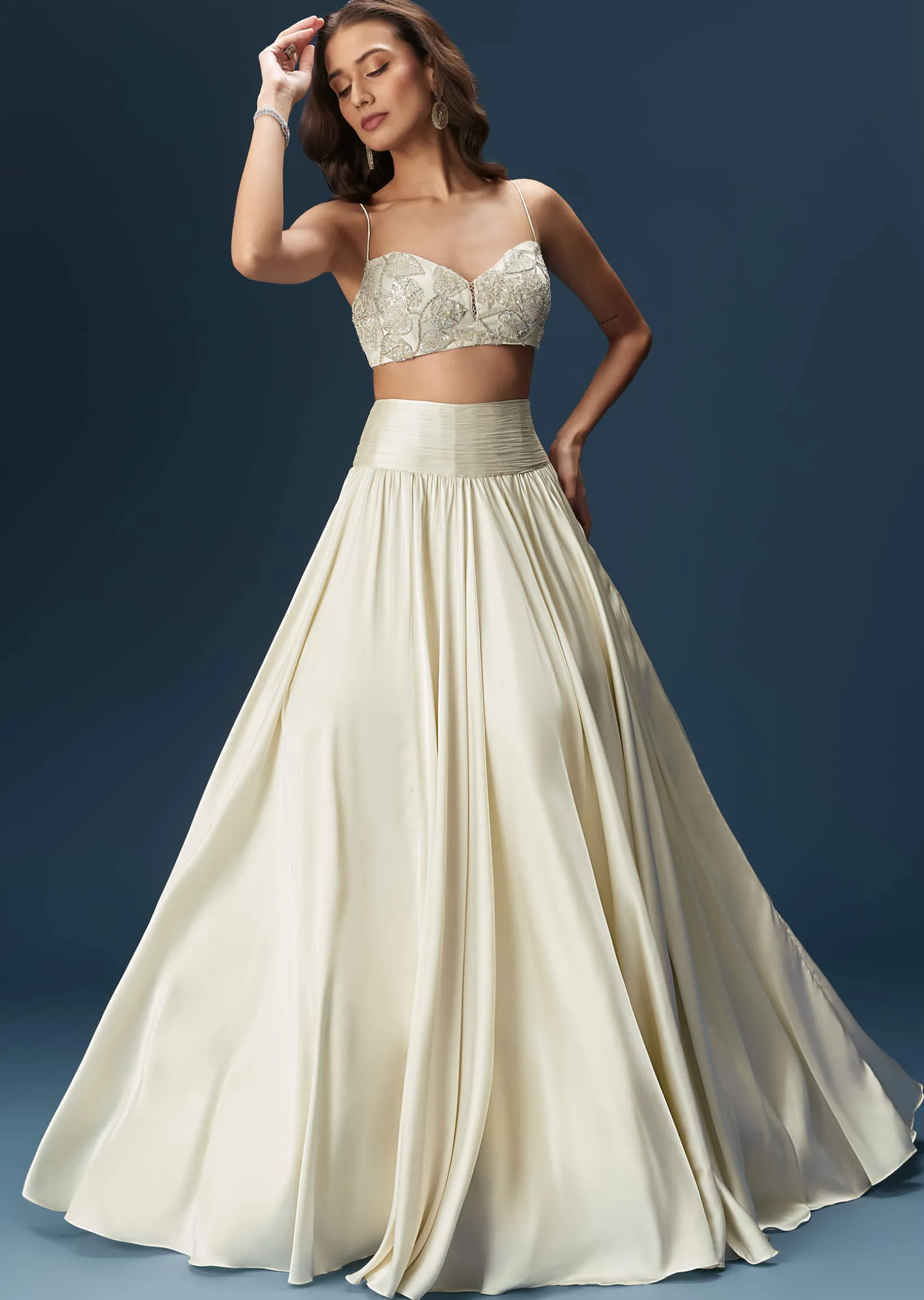 White Lehenga With Embroidered Jacket