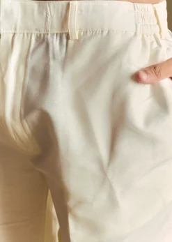 White Linen Jacket and Shirt Accentuated With Kantha Embroidery