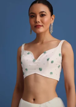 White Net Cutdana And Sequin Embroidered Saree