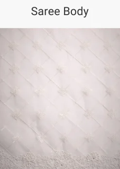White Organza Saree With Cutdana And Sequin Embroidery