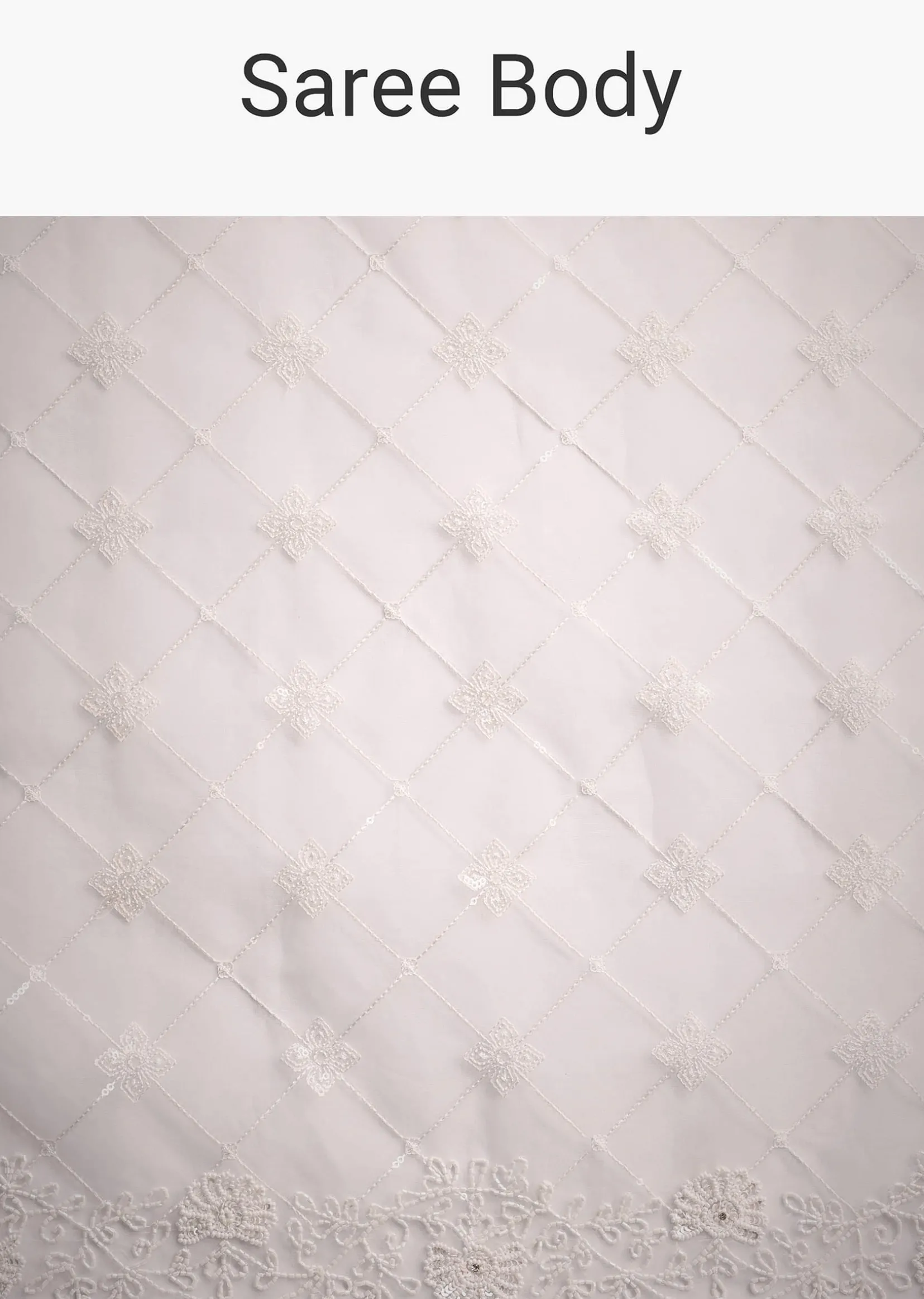 White Organza Saree With Cutdana And Sequin Embroidery