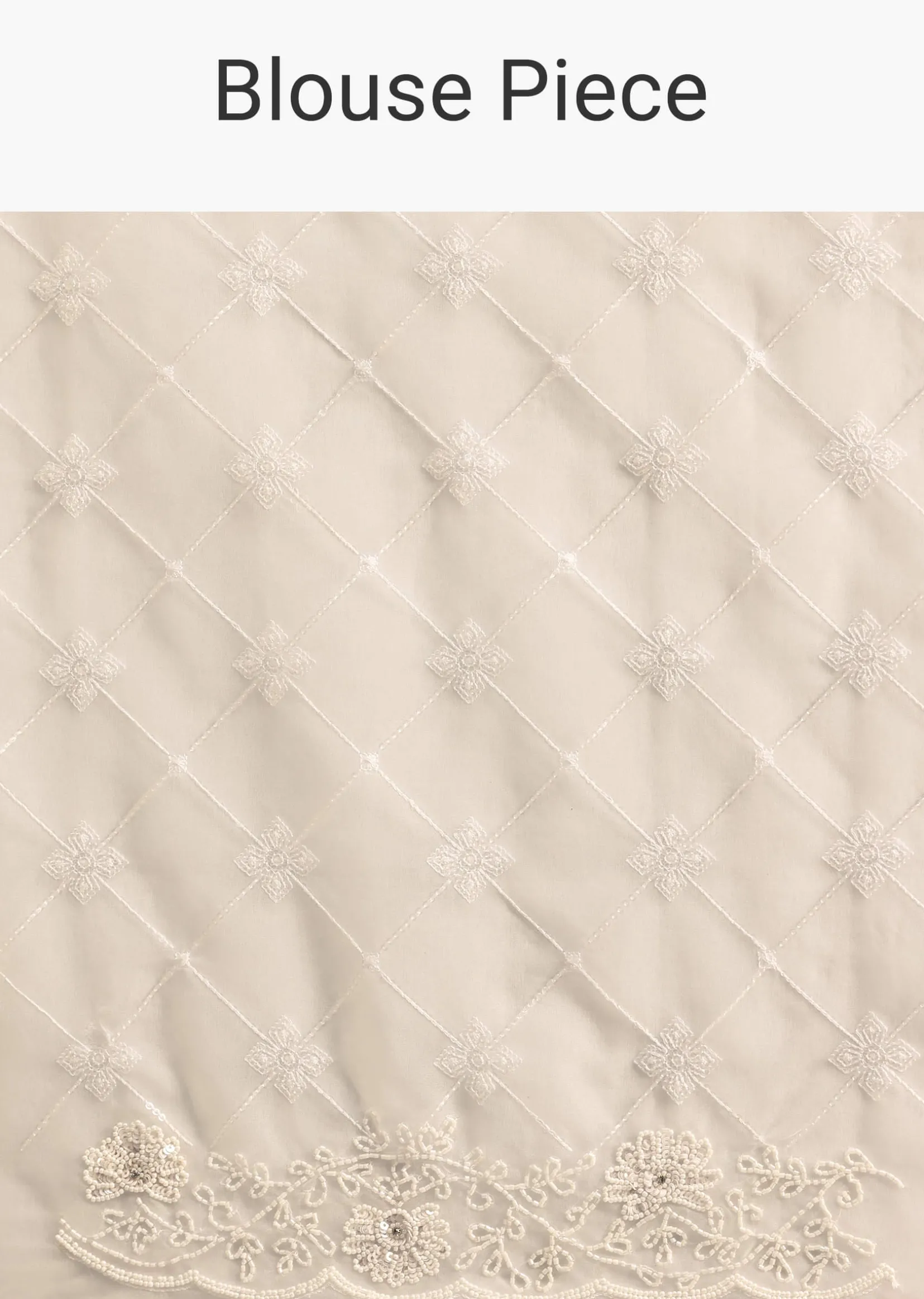 White Organza Saree With Cutdana And Sequin Embroidery