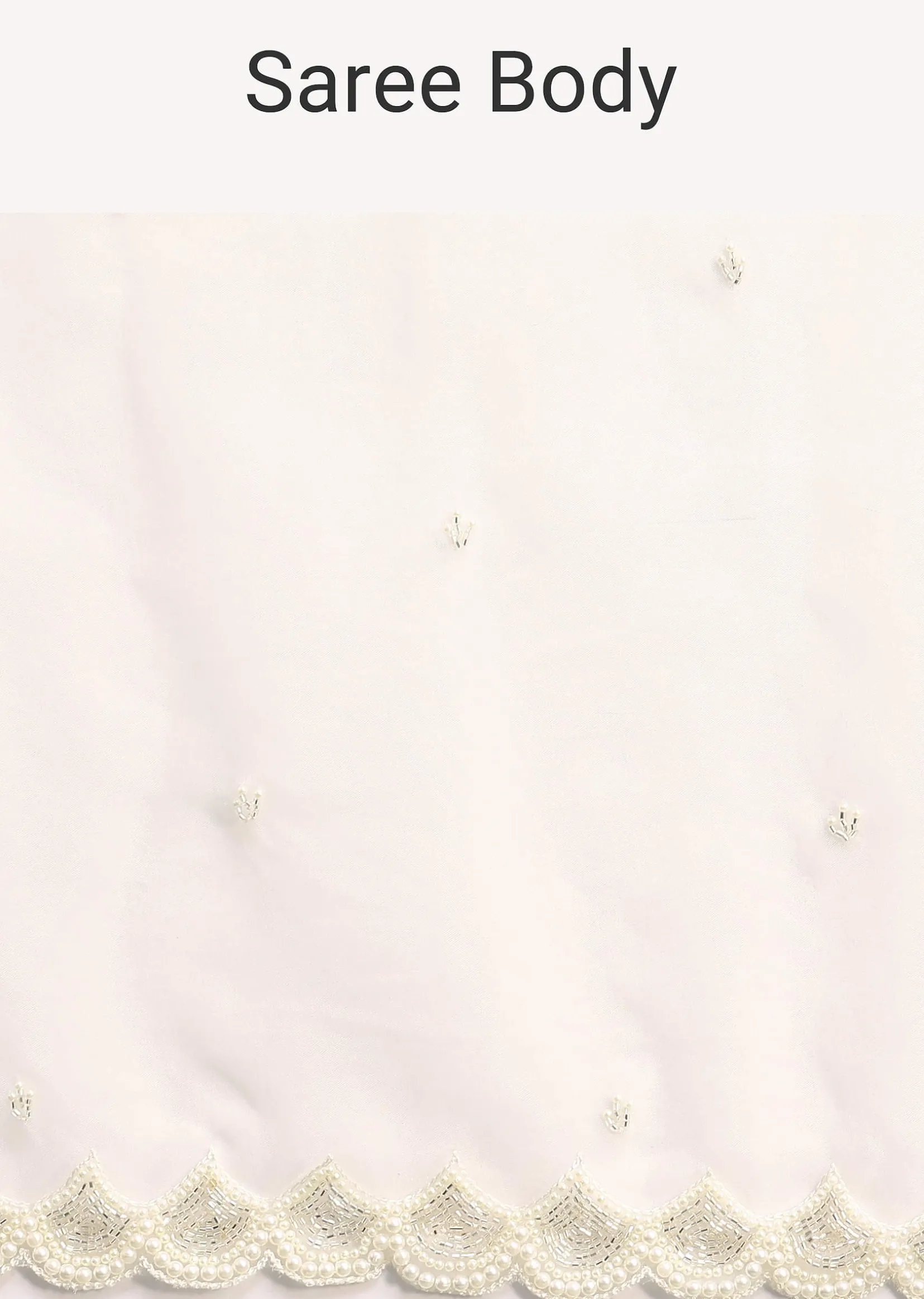 White Organza Saree With Beads And Cutdana Embroidery And Unstitched Blouse