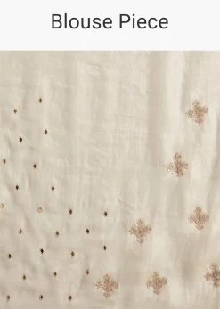 White Satin Embroidered Saree With Gota Patti Work