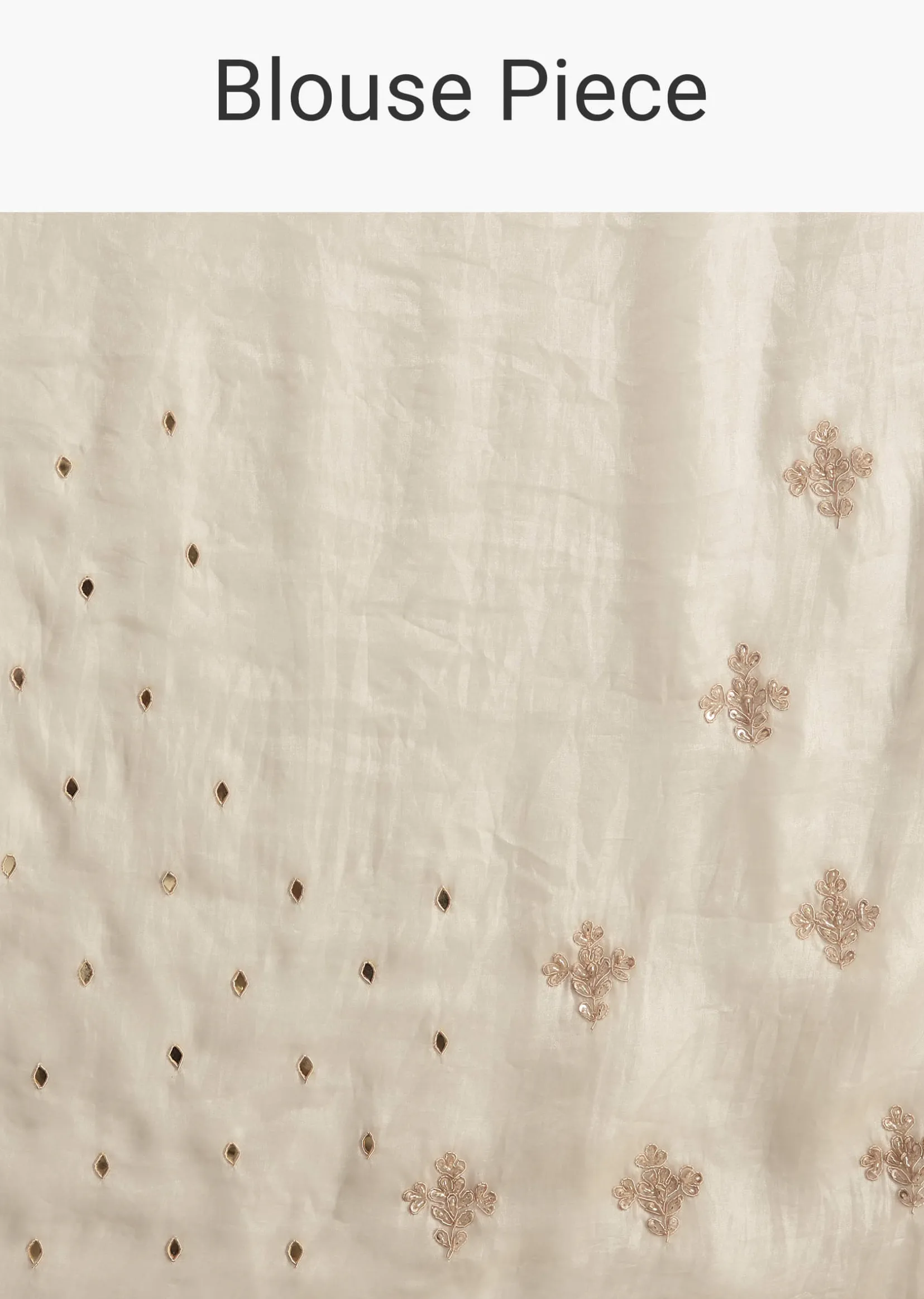 White Satin Embroidered Saree With Gota Patti Work