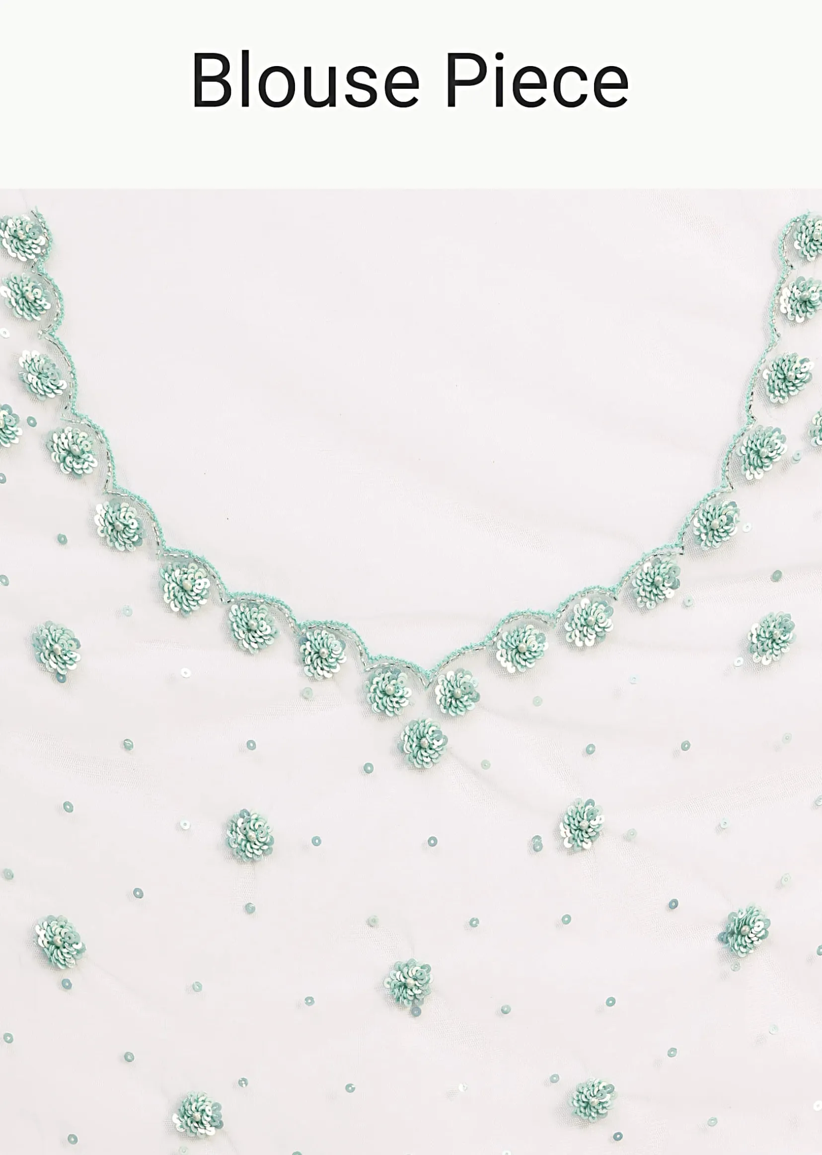 White Sequin Embellished Saree With Unstitched Blouse