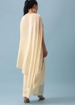 White Sequin Kaftan And Pant Set