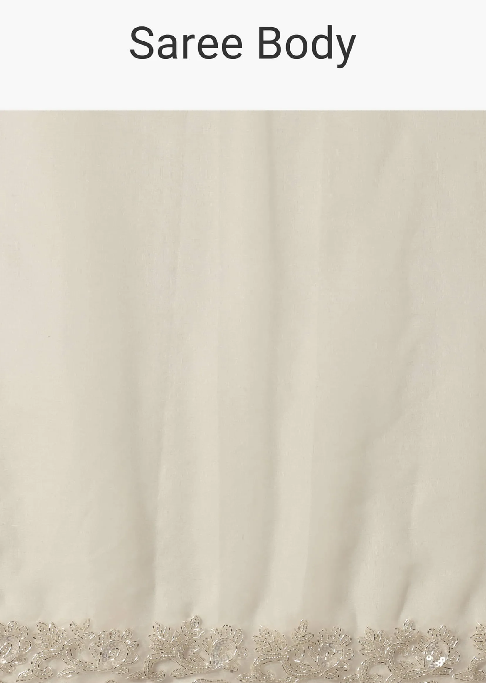 White Sheer Organza Saree With Scallop Cutwork And Unstitched Blouse Piece