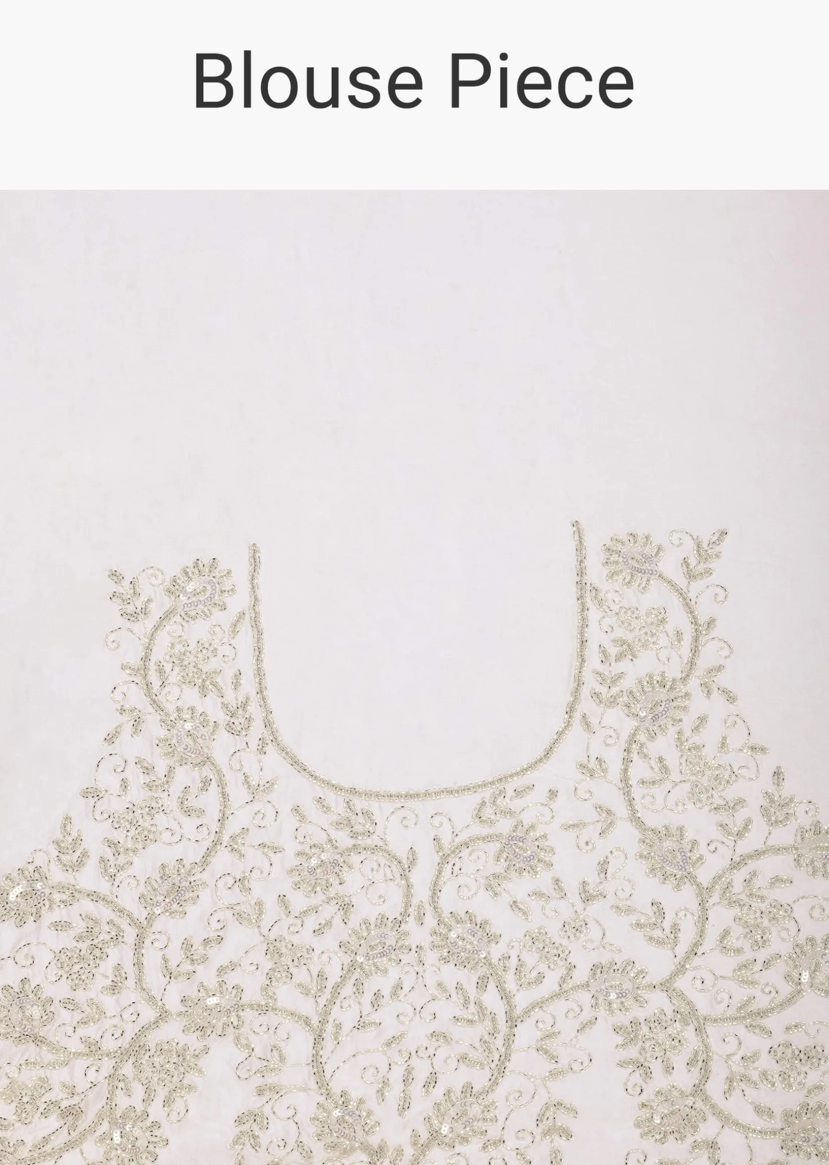 White Sheer Organza Saree With Scallop Cutwork And Unstitched Blouse Piece