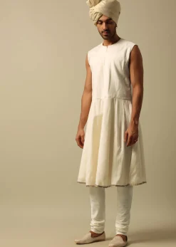 White Sherwani with Exquisite Heavy Embroidery