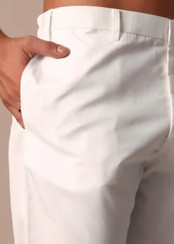 White Straight Linen Kurta With Yoke Detail