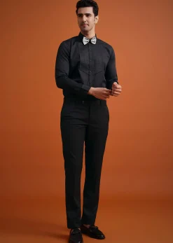 White Terry Rayon Textured Tuxedo Set