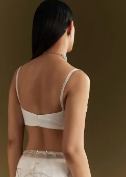 White Tissue Embroidered Saree With Scallop Border