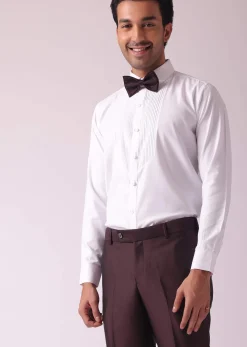 Wine Blazer And Pant Set In Terry Rayon Fabric