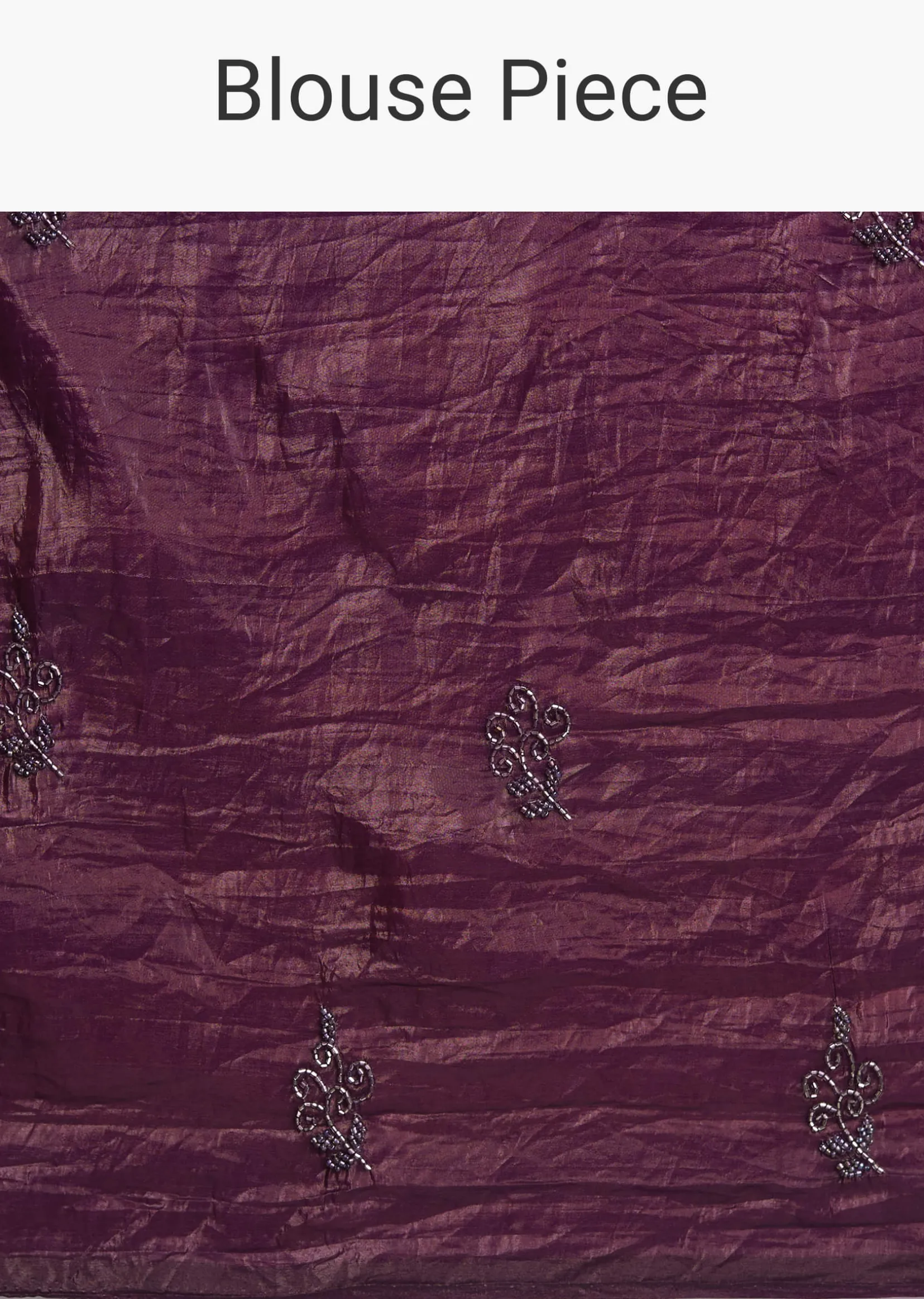 Wine Crushed Tissue Silk Saree With Cutdana Scallop Border