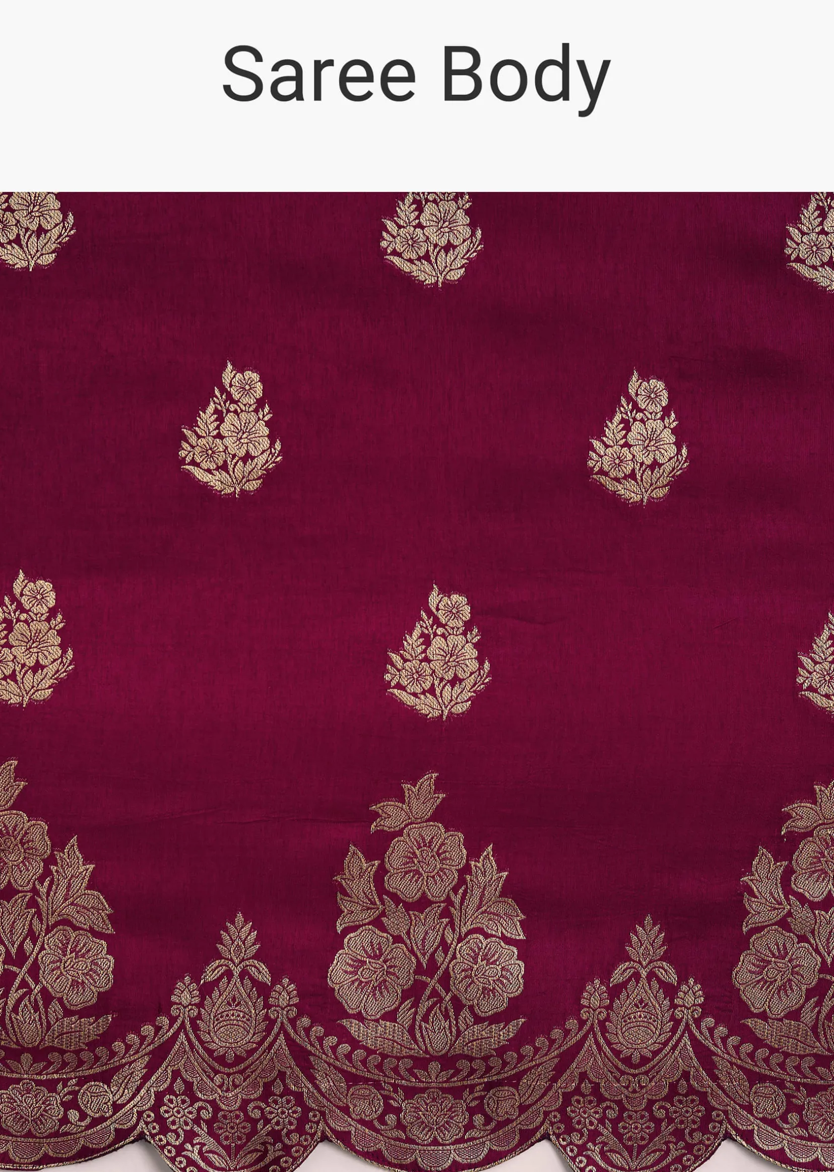 Wine Dola Silk Woven Motif Saree With Scallop Border