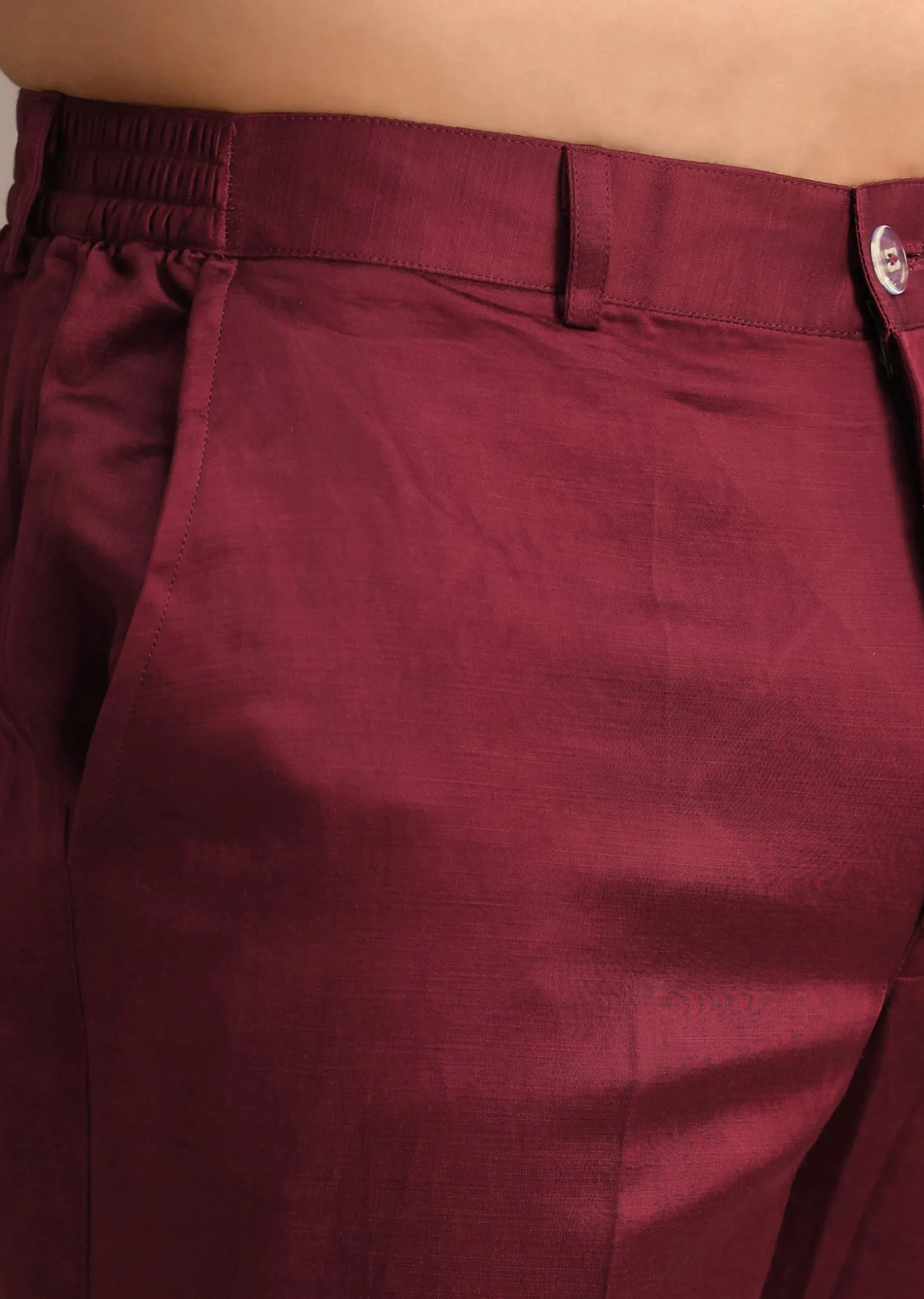 Wine Hand Embroidered Indo Western Set In Velvet