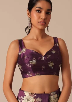 Wine Printed Tussar Silk Saree With Unstitched Blouse Piece