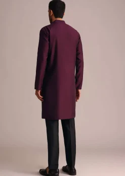 Wine Resham Work Kurta Set