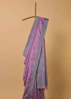 Wine South Resham Silk Saree With Woven Work And Unstitched Blouse Fabric