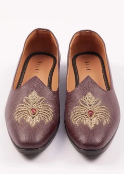 Wine Zardosi Work Juttis