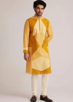 Yellow Abstract Kurta Set