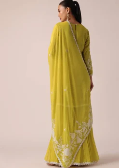 Yellow Chanderi Silk Kurta Sharara Set