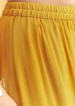 Yellow Chinon Cape Set With Zardosi Thread And Moti Work
