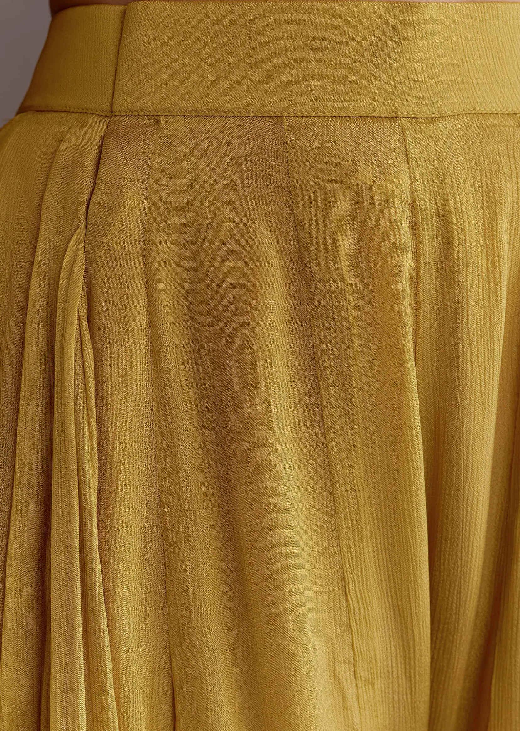 Yellow Chinon Embroidered Kurta Palazzo Suit With Dupatta
