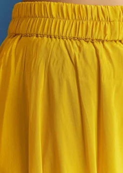 Yellow Chinon Kurta Palazzo Set With Choker Style Dupatta