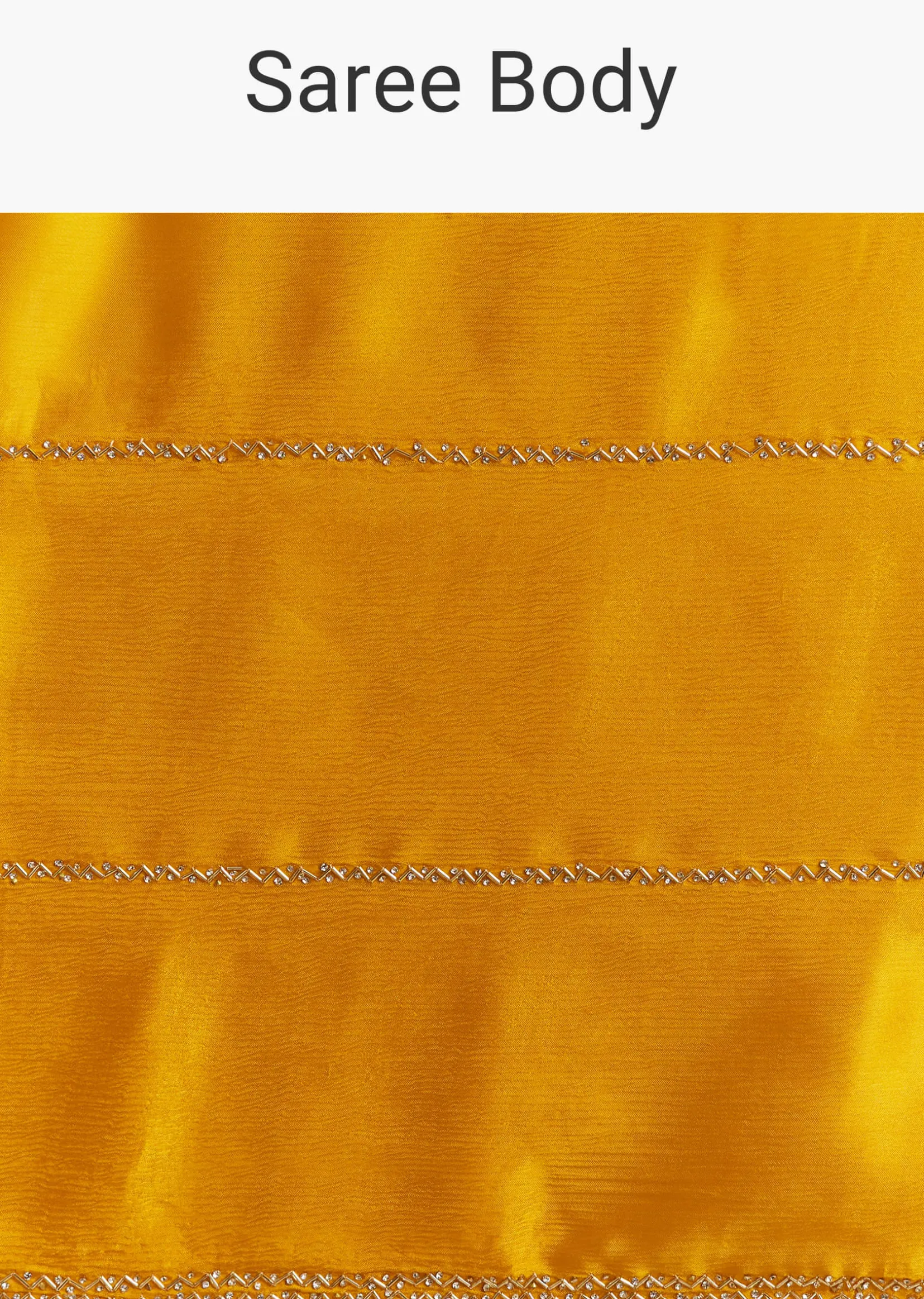 Yellow Chinon Saree With Cutdana Embroidery