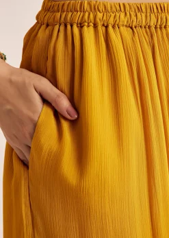 Yellow Chinon Zardosi Kurta Palazzo Suit