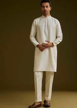 Yellow Cotton Silk Kurta Set With Floral Embroidered Jacket