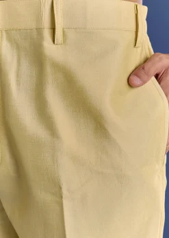 Yellow Cotton Silk Kurta Jacket Set With Mirror And Dori Work