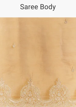 Yellow Crush Tissue Saree With Heavy Embroidered Border And Blouse