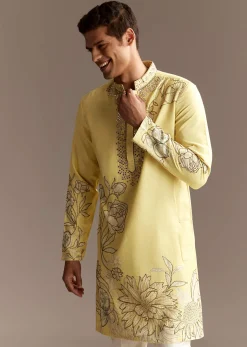 Yellow Cutwork Kurta Set