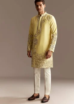 Yellow Cutwork Kurta Set