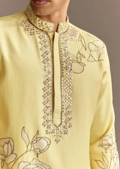 Yellow Cutwork Kurta Set