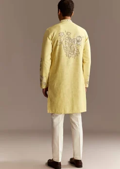 Yellow Cutwork Kurta Set