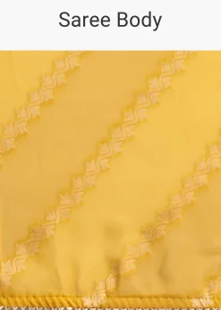 Yellow Dola Silk Leheriya Woven Saree With Gotta Patti Border