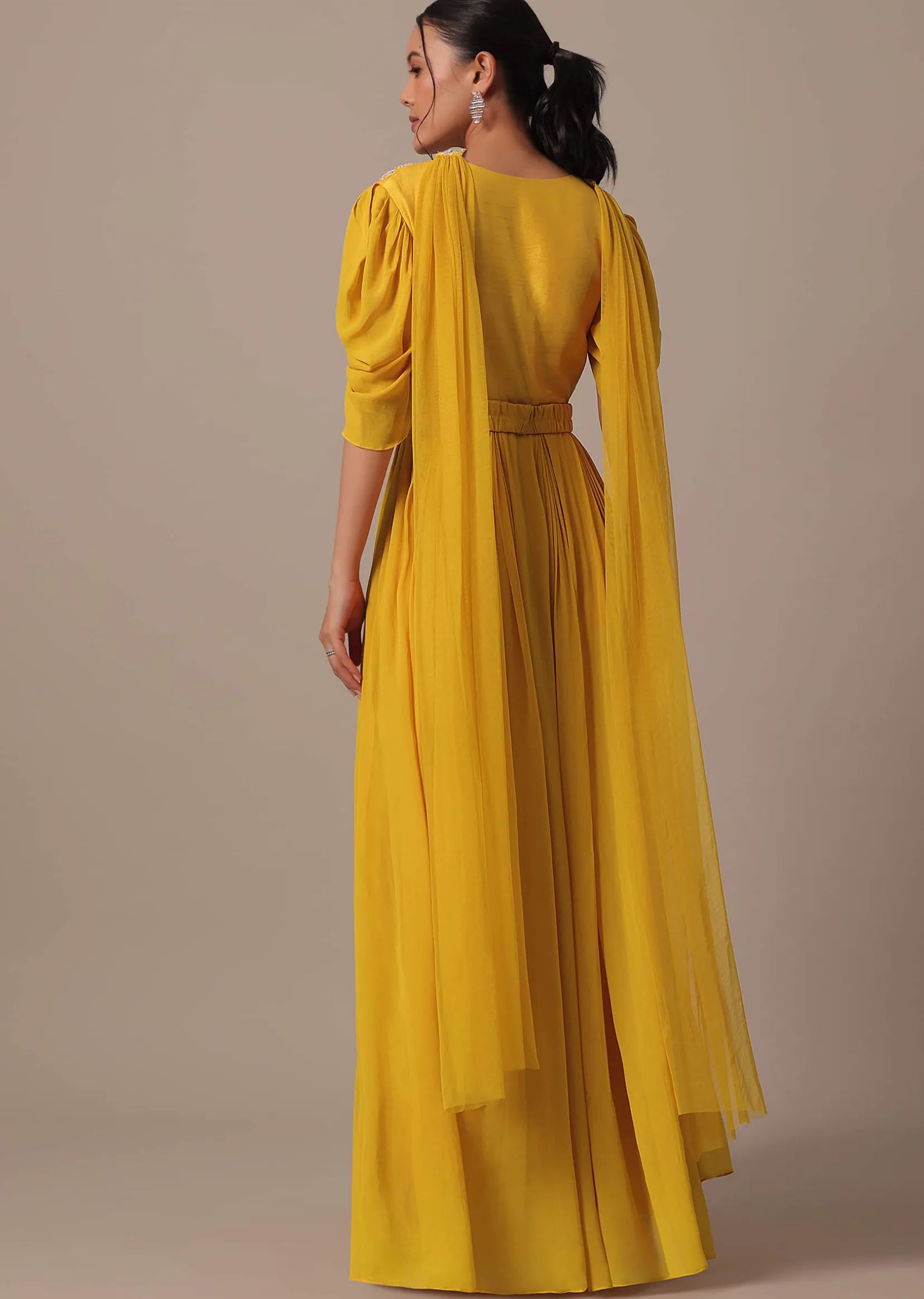 Yellow Embellished Anarkali Set