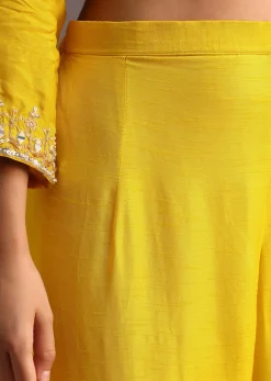 Yellow Embroidered Kurta Set With Chanderi Dupatta