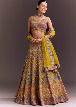 Yellow Embroidered Lehenga Set