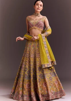 Yellow Embroidered Lehenga Set